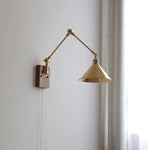 Walnut Copper Swing Arm LED Wall Light Fixture for Nodic Home Decor