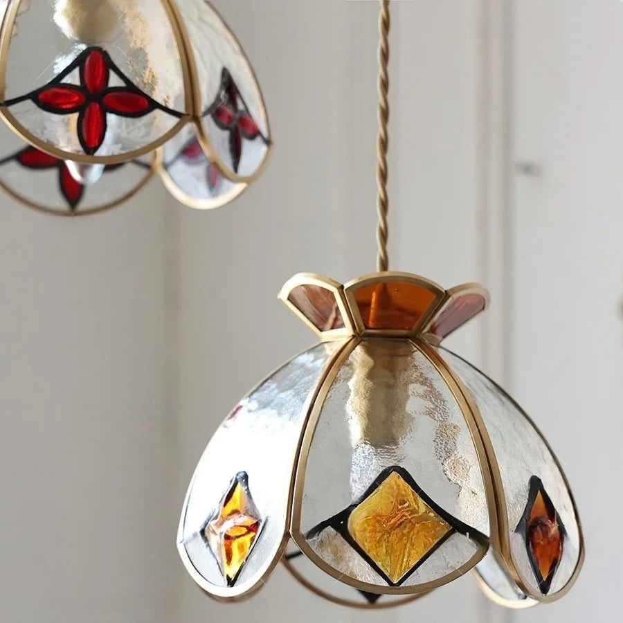 Afralia™ Tiffany Handcraft Glass Pendant Light - Japan Style Dining Room Hanging Lamp