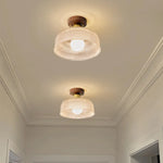 Wood Glass LED Ceiling Lamp Modern Kitchen Living Room Light Fixture