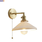 Ceramic LED Wall Light with Pull Chain Switch for Bedroom Bathroom Living Room