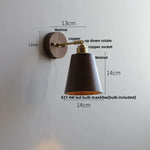 Clear Glass LED Wall Light Fixture Walnut Wood Pull Chain Switch Nordic Modern Wall Lamp
