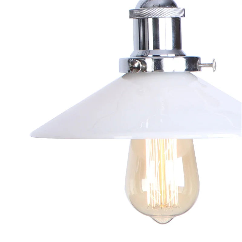 White Glass Swing Arm LED Wall Sconce for Industrial Loft, Coffee, Hallway