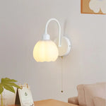 White Glass LED Wall Lights Modern Simple Pull Chain Switch Iron Stair Light
