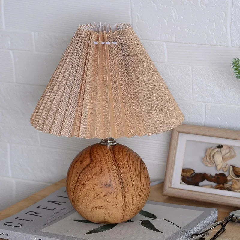 Nordic Ceramics Table Lamp - Modern Desk Light with Pleated Lampshade for Cozy Home Lighting