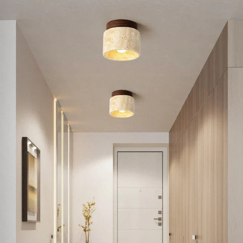 Travertine Stone Ceiling Downlight with E27 Bulb