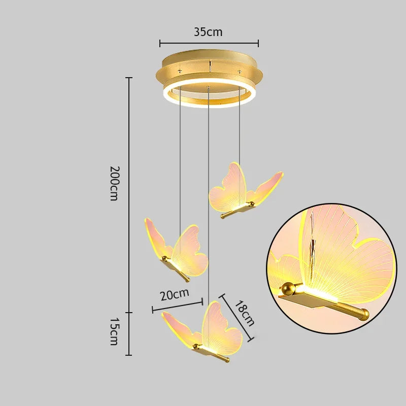 Butterfly LED Chandelier for Duplex Villa Living Room Romantic Wedding Decor