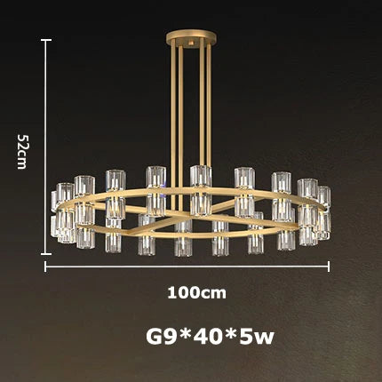 Crystal Black Gold Luxury LED Hanging Pendant Light for Living Room