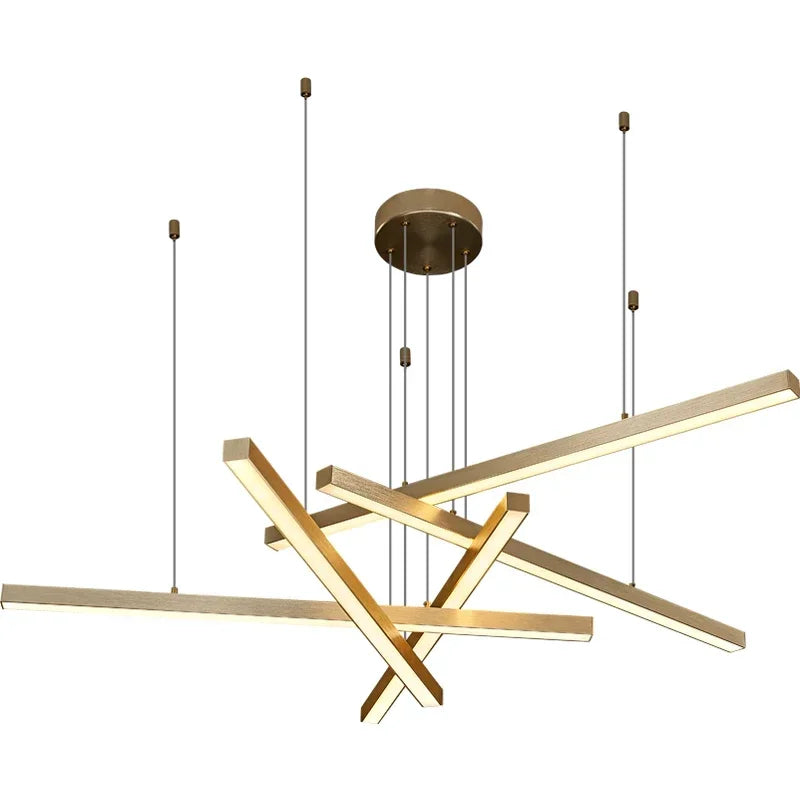 Modern Gold Black Led Pendant Lights, Dimmable, L80cm, Aluminium, Dining Room Hanging Lamp