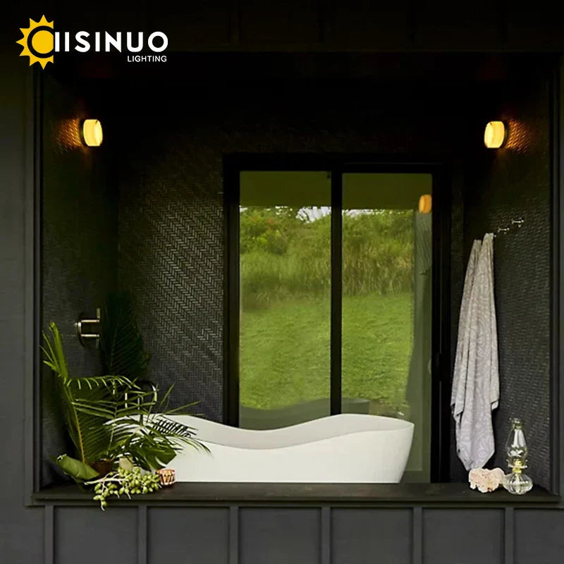 Glass Round Wall Sconce Light for Indoor Outdoor Living Bathroom Porch Decoration