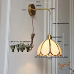 Tiffany Glass LED Wall Sconce Handcrafted Lamp, Pull Chain Switch