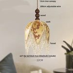 Afralia™ Vintage LED Pendant Lights Iron Tassel Wood Ball Hanging Lamp