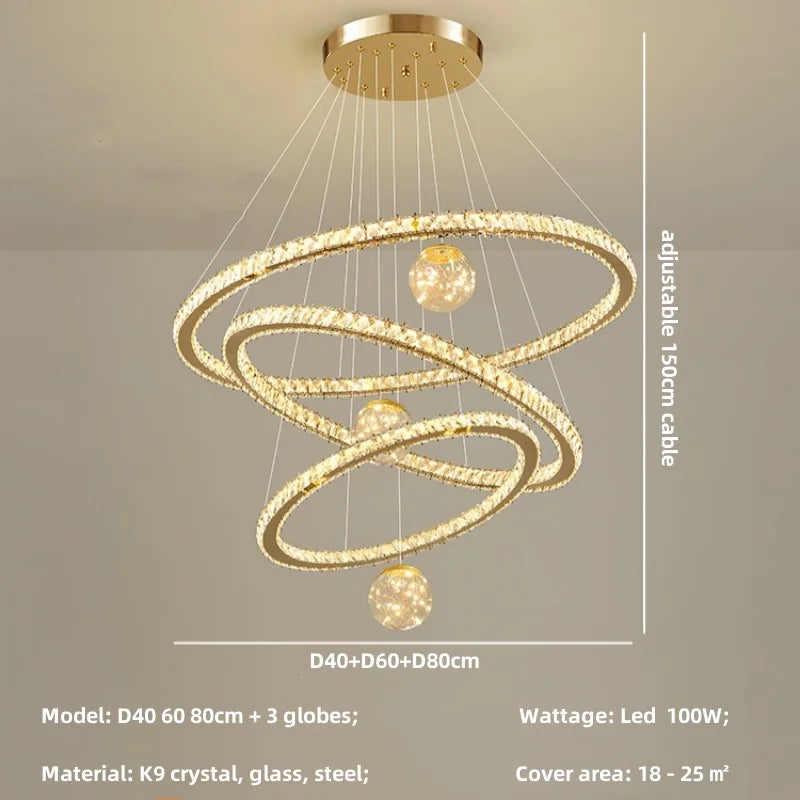Modern LED Pendant Lights Chandelier for Foyer, Villa, and Stairs