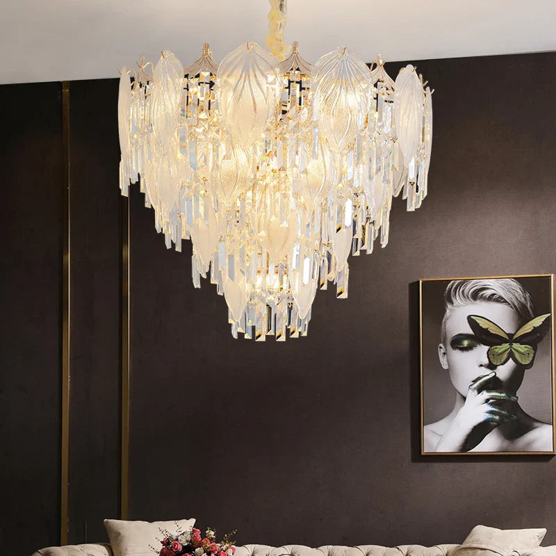 French Crystal Chandelier Cream Wind Lighting Elegant Luxury Lights