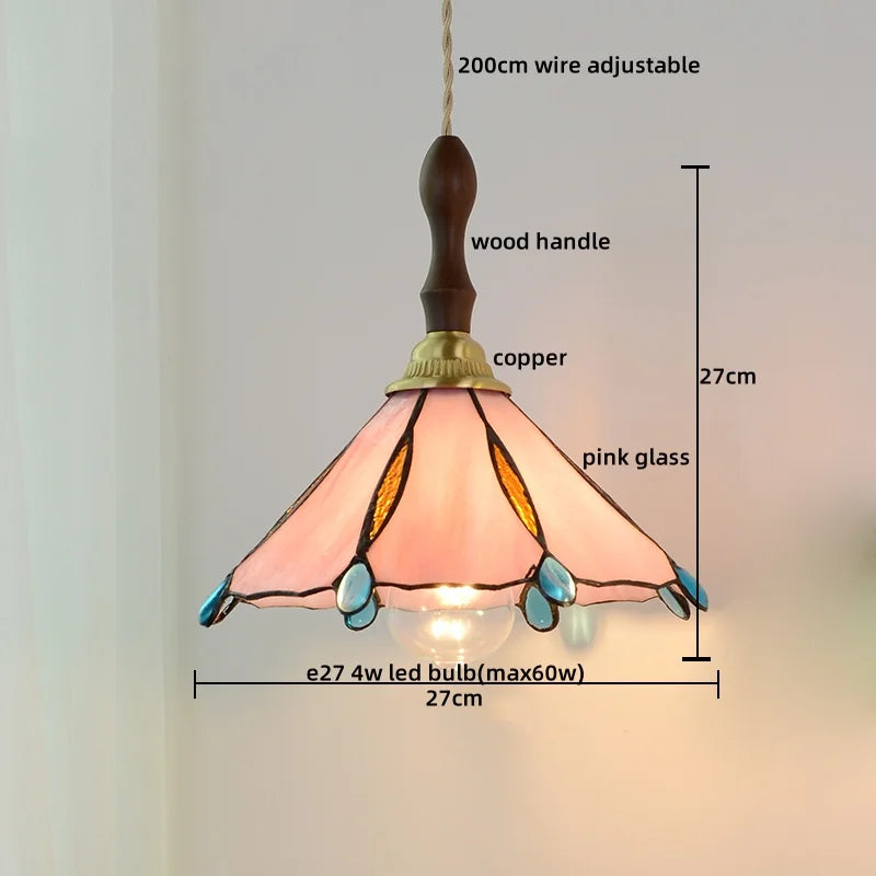 Pink Glass LED Pendant Lights Copper Modern Hanging Lamp Home Decor