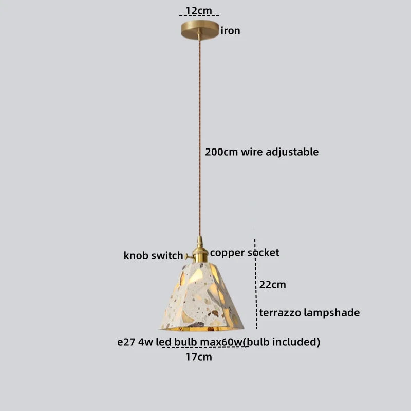 Terrazzo Wood LED Pendant Light for Stylish Home Decor