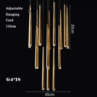 Retro Copper Gold Chandelier Pendant Light for Living Room Dining Bar