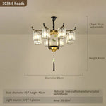 Luxury Copper Jade Chandelier for Middle Floor Living Room