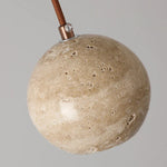 Yellow Travertine Spherical Stone LED Pendant Light for Bedroom Dining Living Room