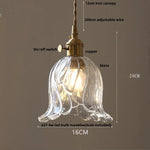 Clear Leaf Glass LED Pendant Copper Switch Kitchen Dining Room Light
