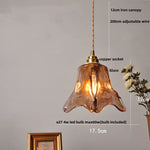 Wood Amber Glass LED Pendant Light Fixture - Nordic Modern Hanging Lamp