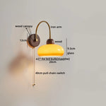 LED Wall Sconce Pull Chain Switch Modern Stair Lights Glass Wood