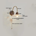 LED Wall Sconce Pull Chain Switch Modern Stair Lights Glass Wood