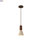 Afralia™ Japanese Vintage LED Pendant Light, Yellow Travertine Wabi Sabi Hanging Lamp