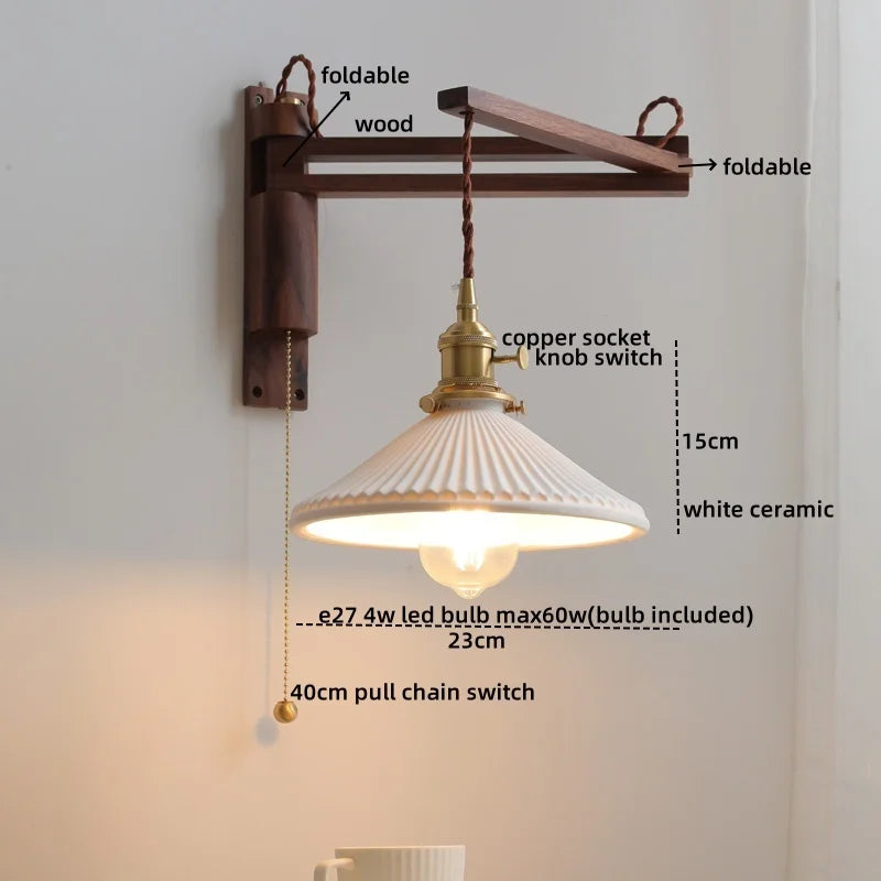 Wood Copper LED Wall Lamps Modern Bathroom Mirror Light Fixtures