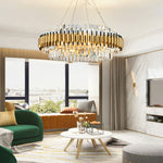 Gold Crystal Chandelier LED Ceiling Pendant Light - Luxurious Living Room Decor