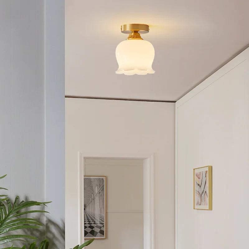 LED Resin Copper Ceiling Light Fixture for Aisle Porch Living Room