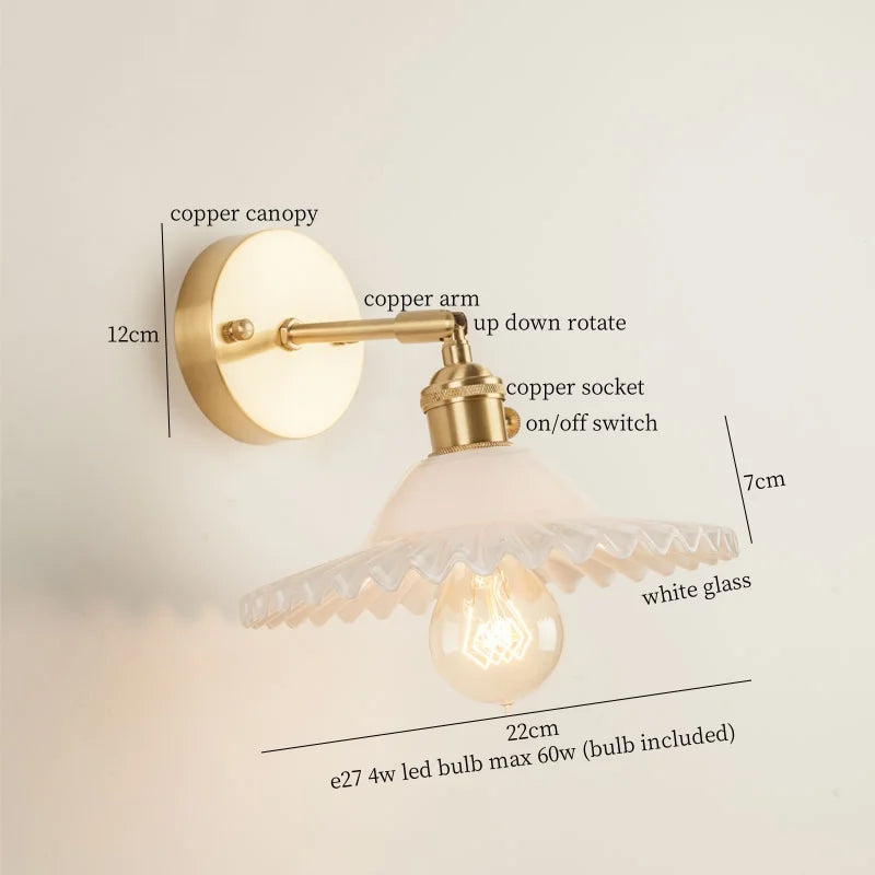 Afralia™ Green Glass LED Wall Light Fixture | Modern Nordic Pull Chain Lamp