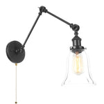 Afralia™ Vintage Industrial LED Wall Lamp with Pull Chain Switch & Clear Glass