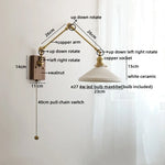 Ceramic Copper Swing Arm LED Wall Lights for Home Decor