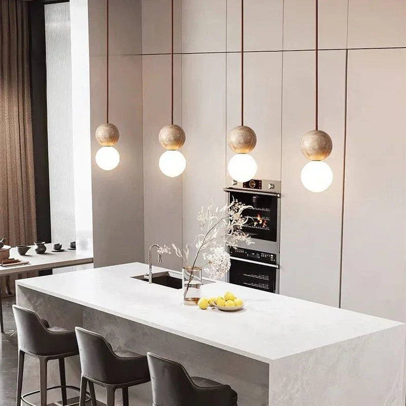 Travertine Stone Pendant Chandelier for Bedroom and Dining Room