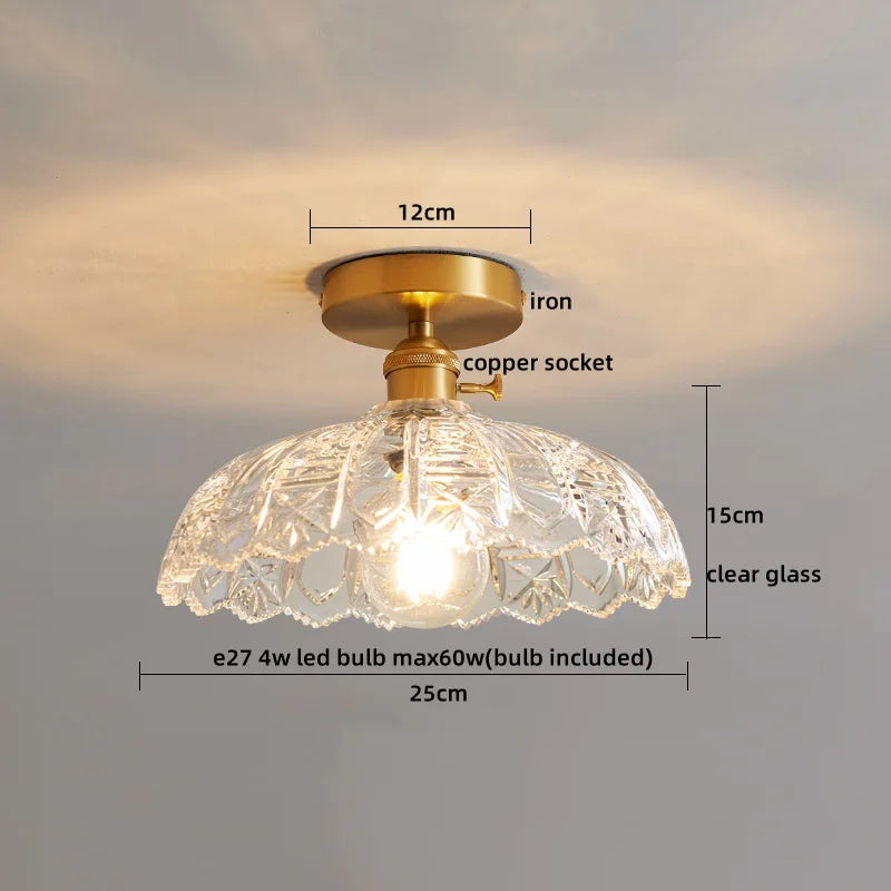 Glass Copper LED Ceiling Light - Simple Art Decorative Chandelier