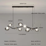 Afralia™ Glass Globe Black Led Pendant Chandelier - Nordic Style Dining Room Decor