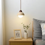 Yellow Travertine LED Glass Pendant Light - Japanese Style Living Room Fixture