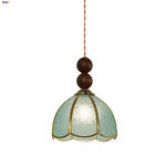 Afralia™ Copper LED Pendant Lamp Wood Globe Glass Nordic Modern Tiffany Hanging Lights