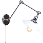 White Glass Swing Arm LED Wall Sconce for Industrial Loft, Coffee, Hallway