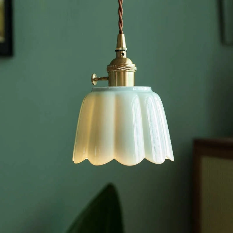 Afralia™ Lotus Flower Ceramic LED Pendant Lampshade for Home Decor