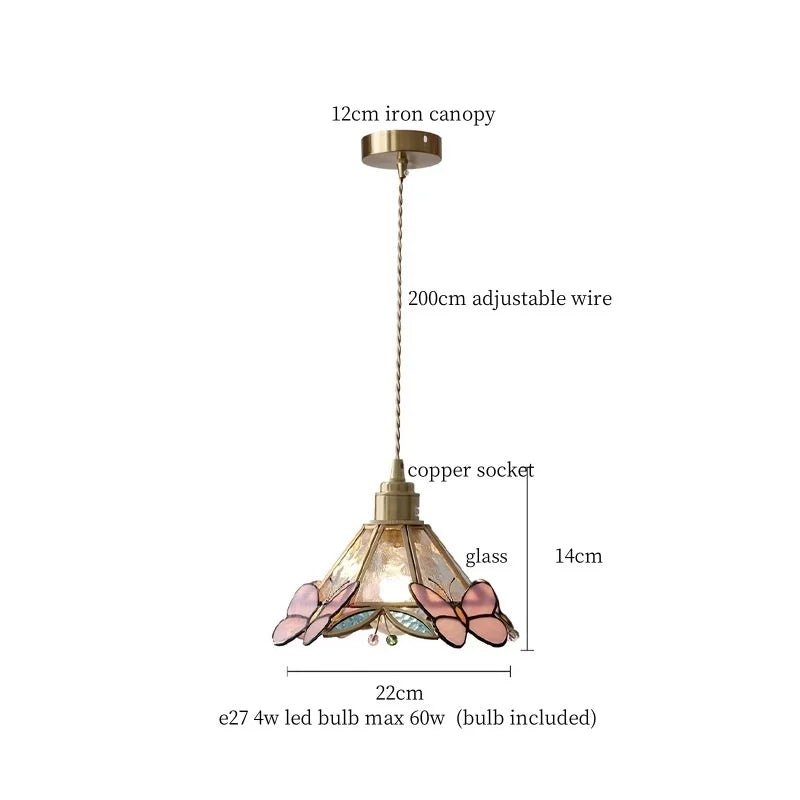 Butterfly Glass LED Pendant Light for Bedroom and Living Room