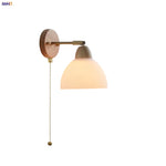 Copper Rotate LED Wall Lights with White Glass & Wood - Modern Nordic Design