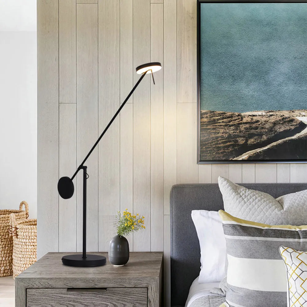 Industrial Swing Arm Table Lamp - Modern Lighting for Living/Bedroom, Office, Study