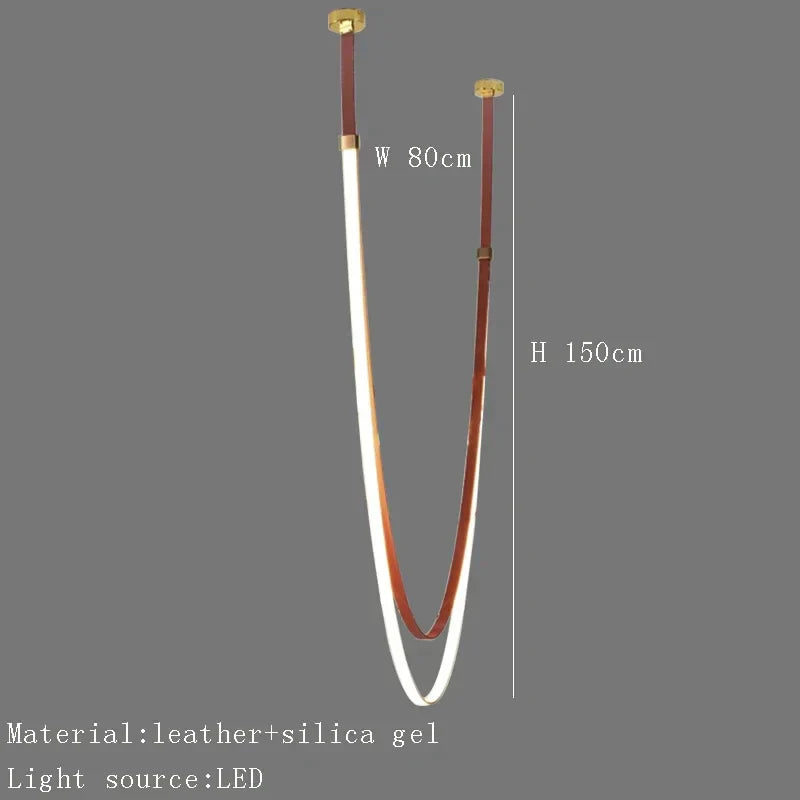 Designer Leather Chandelier Belt Pendant Light for Modern Spaces