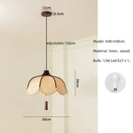 Wood E27 LED Fabric Pendant Chandelier for Dining & Bedroom Lighting