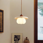 Pumpkin Glass Pendant Lights Yellow Travertine Hanging Lamp for Kitchen Bedroom Decor