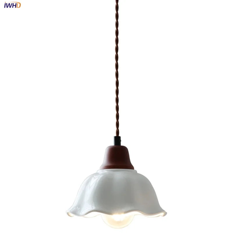 Walnut Wood LED Pendant Lights Nordic Adjustable Kitchen Fixture