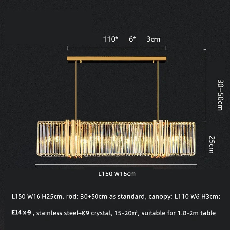 Luxe E14 LED Crystal Pendant Chandelier: Elegant Dining Room Lighting