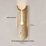 LED Wall Light Fixtures Bedroom Modern Button Switch Yellow Travertine White Iron Bedside Lamp