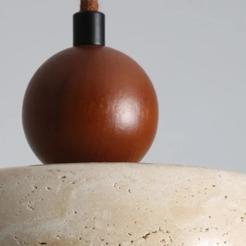 Afralia™ Wabi Sabi LED Hanging Pendant Light Yellow Travertine Vintage Design